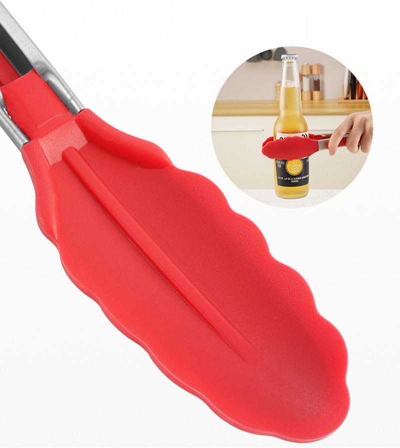 Silicone BBQ Grilling Tong Kitchen Cooking Salad Bread Serving Tong Non-Stick Barbecue Clip Clamp Stainless Steel Tools Gadgets