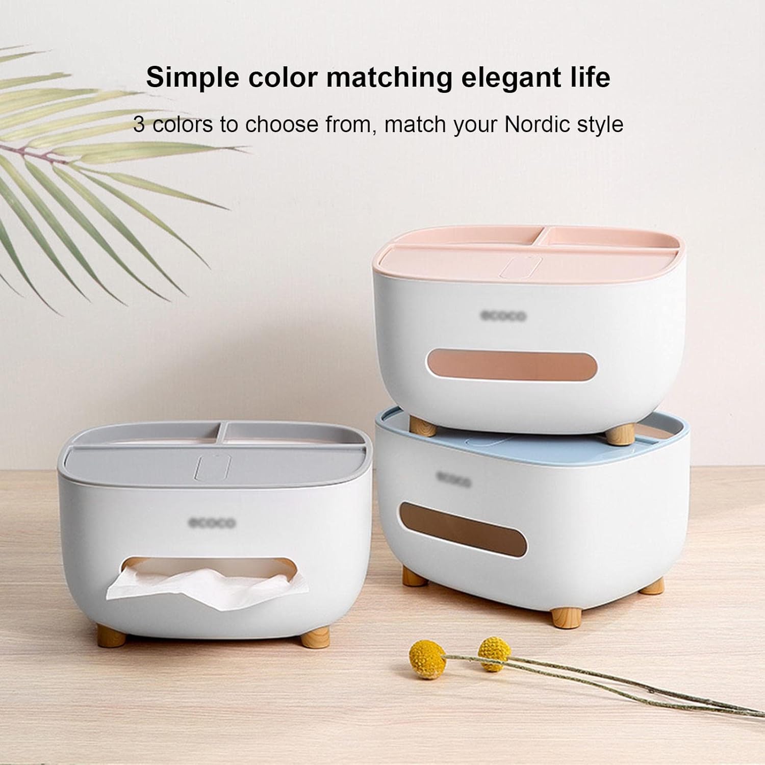 Ecoco Remote Control Storage Box Cute Simple Living Room Tea Table Dining Room Tissue Box Plastic Material Removable Tissue